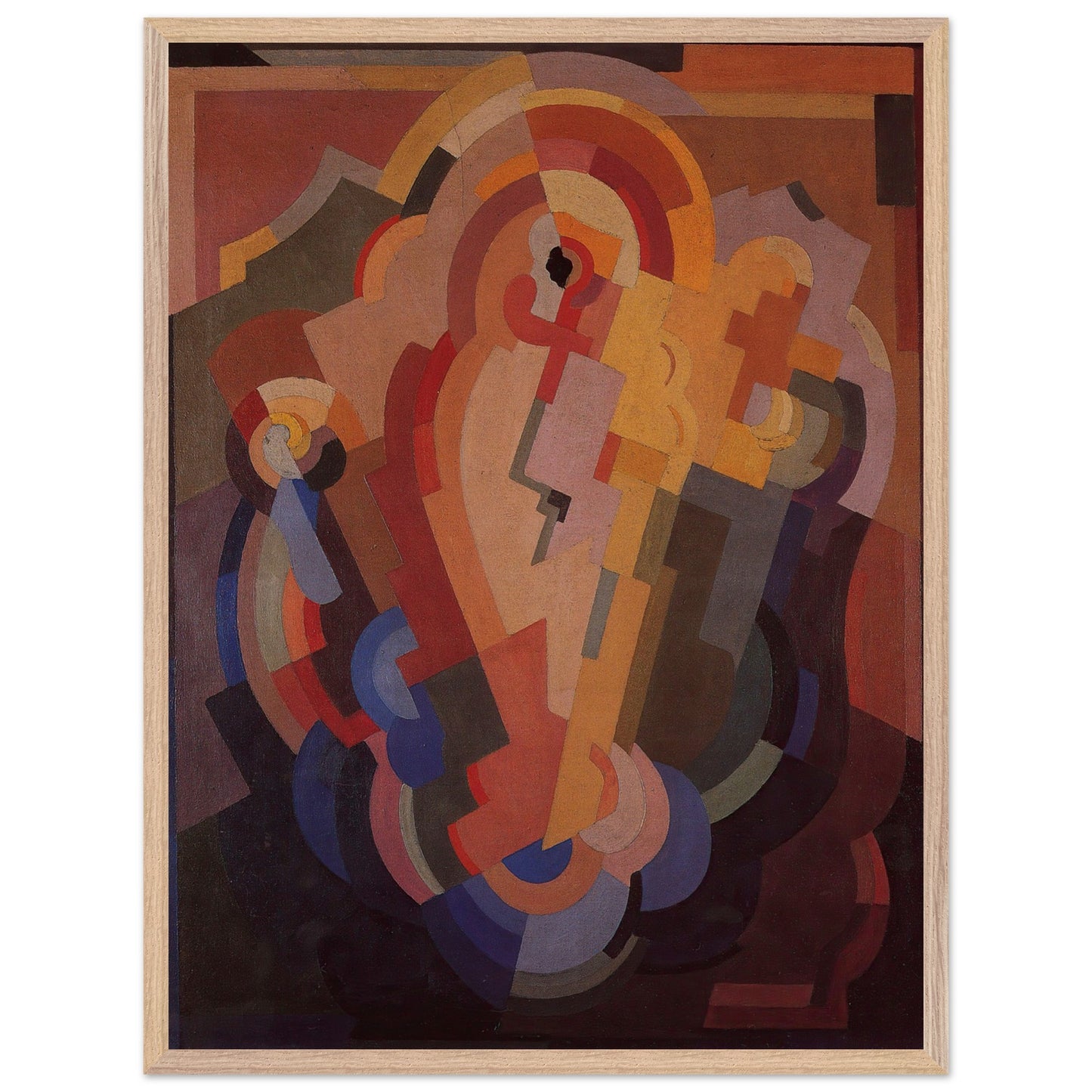 Abstract Composition by Mainie Jellett – natural wood framed Irish Modernism print