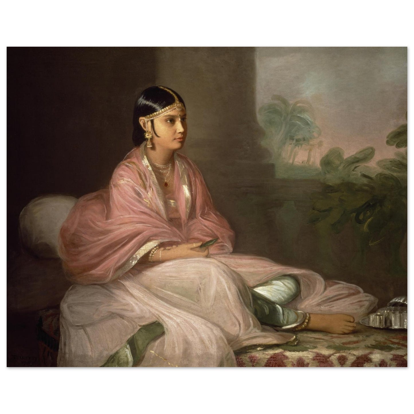 Thomas Hickey unframed portrait print of Indian Lady Jemdanee, available unframed also oak, black, or white frames