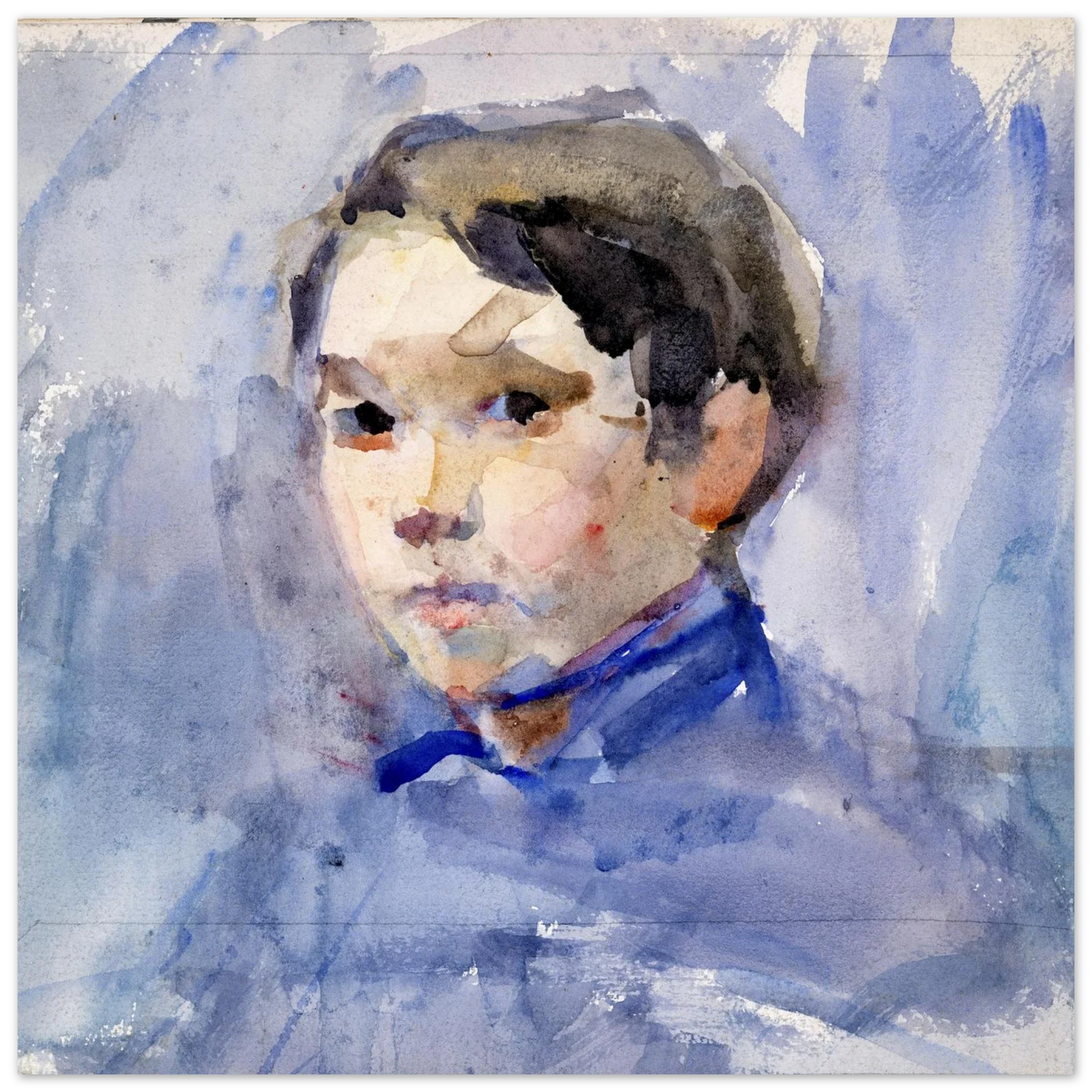 Head of a Young Boy by Clare Marsh, Irish portrait archival art print