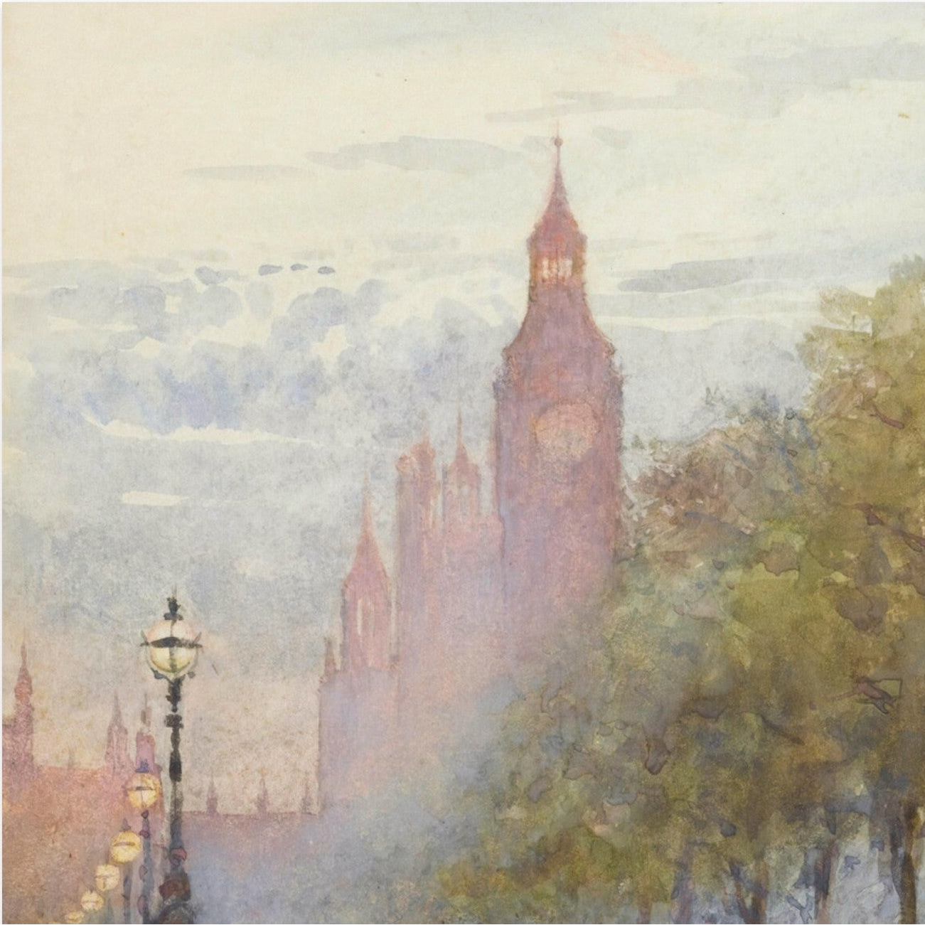 Houses of Parliament and Westminster by Irish Artist Rose Barton Museum Quality Art Print