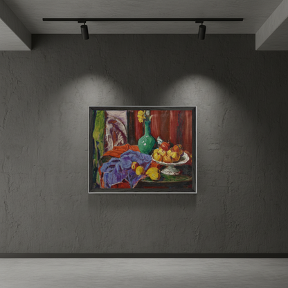 40×50 cm framed art print of Roderic O’Conor’s Still Life of Fruit and Green Vase in black FSC-certified hardwood frame.