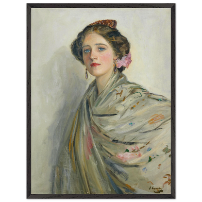 A Fair Spaniard, Mrs Chowne framed Irish art print by Sir John Lavery 60x80 cm black gallery frame