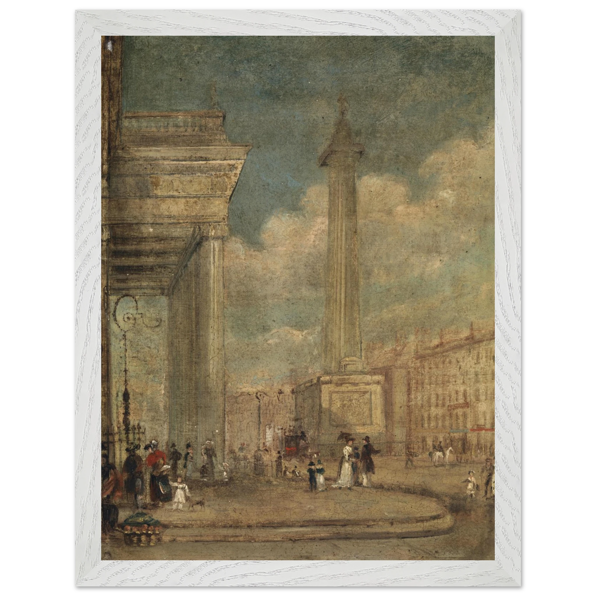 A View of O’Connell Street, Dublin by George Petrie framed in a white FSC wood frame, 30×40 cm.