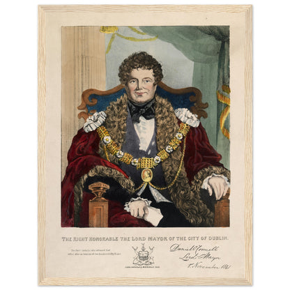 Daniel O’Connell Lord Mayor print in natural wood frame with plexiglass.