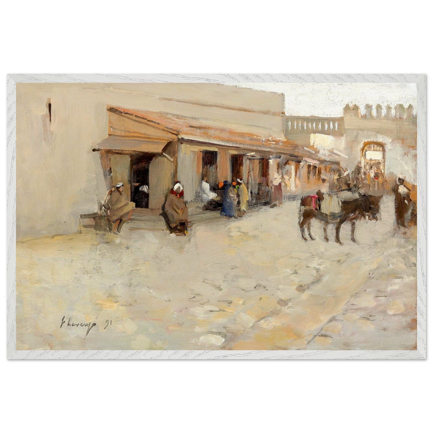 El Asha (1891) by Sir John Lavery in white FSC wooden frame, 60×90 cm museum-quality reproduction