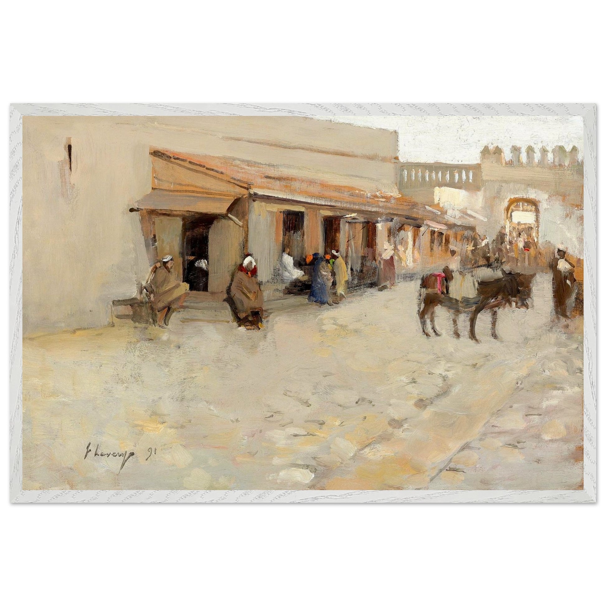 El Asha (1891) by Sir John Lavery in white FSC wooden frame, 60×90 cm museum-quality reproduction