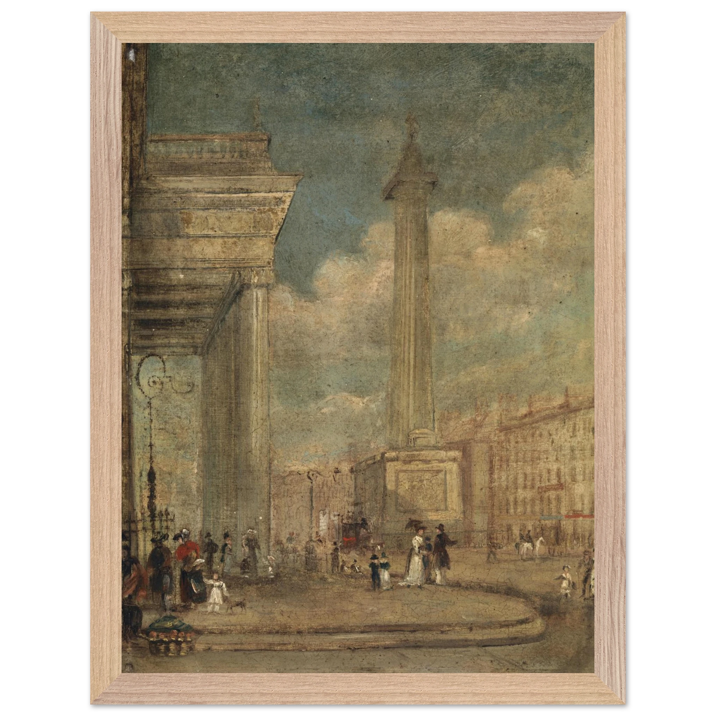 George Petrie’s A View of O’Connell Street in a natural oak or ash FSC wood frame, 30×40 cm.