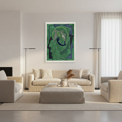 Large framed print of Single Element (c.1938) by Mainie Jellett in white FSC-certified wooden frame, Irish Modernist abstract design.