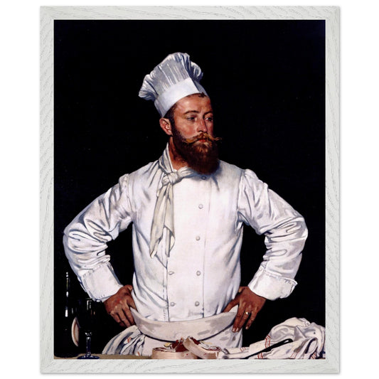 Contemporary interior with pale walls, Le Chef de l’Hôtel Chatham by William Orpen in white gallery frame, 40×50 cm / 16×20 in, balanced natural light, modern heritage styling Buy Irish Art