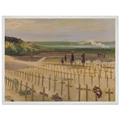 The Cemetery Etaples 1919 by Sir John Lavery framed in white wood frame 60x80 cm Irish art print