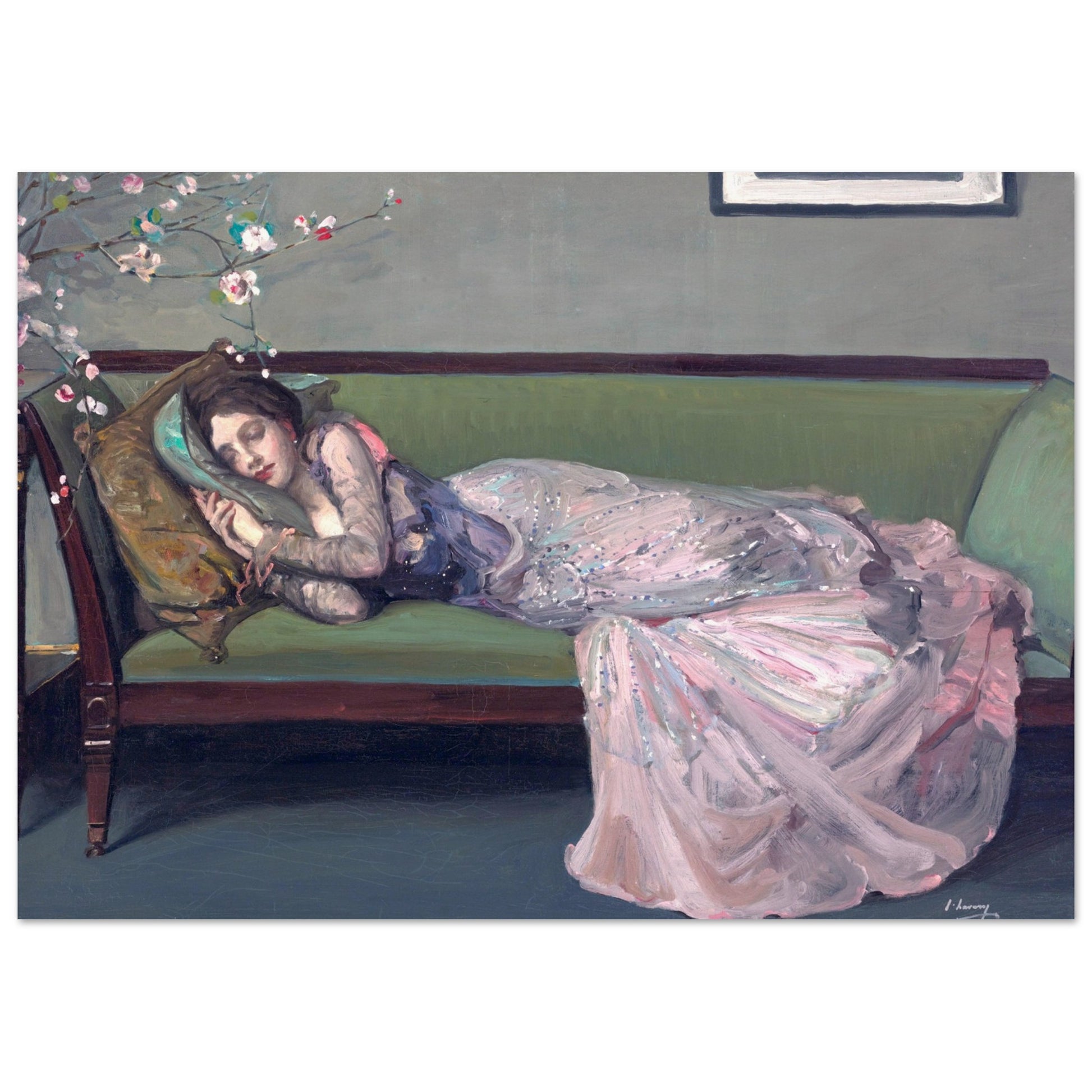 The Green Sofa Irish fine art print A3 size unframed by Sir John Lavery
