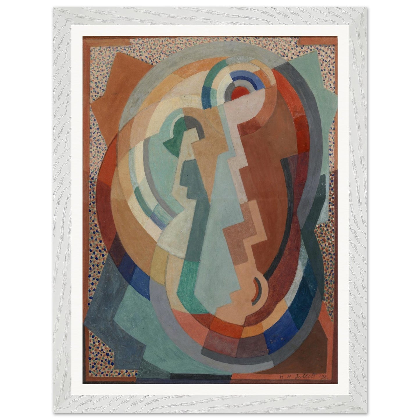 The Virgin and Child by Mainie Jellett – white framed Irish Modernist sacred art print