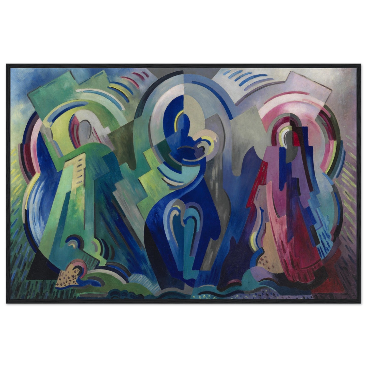 The Virgin of Éire by Mainie Jellett – black framed Irish abstract religious art reproduction