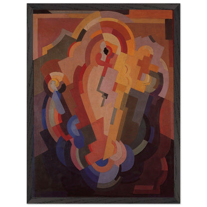 Abstract Composition by Mainie Jellett – black framed Irish Cubist art reproduction