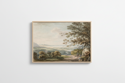 The Countryside near Bray, County Wicklow, Looking towards Killiney Bay" by Thomas Sautelle Roberts (1760-1826). Framed Print