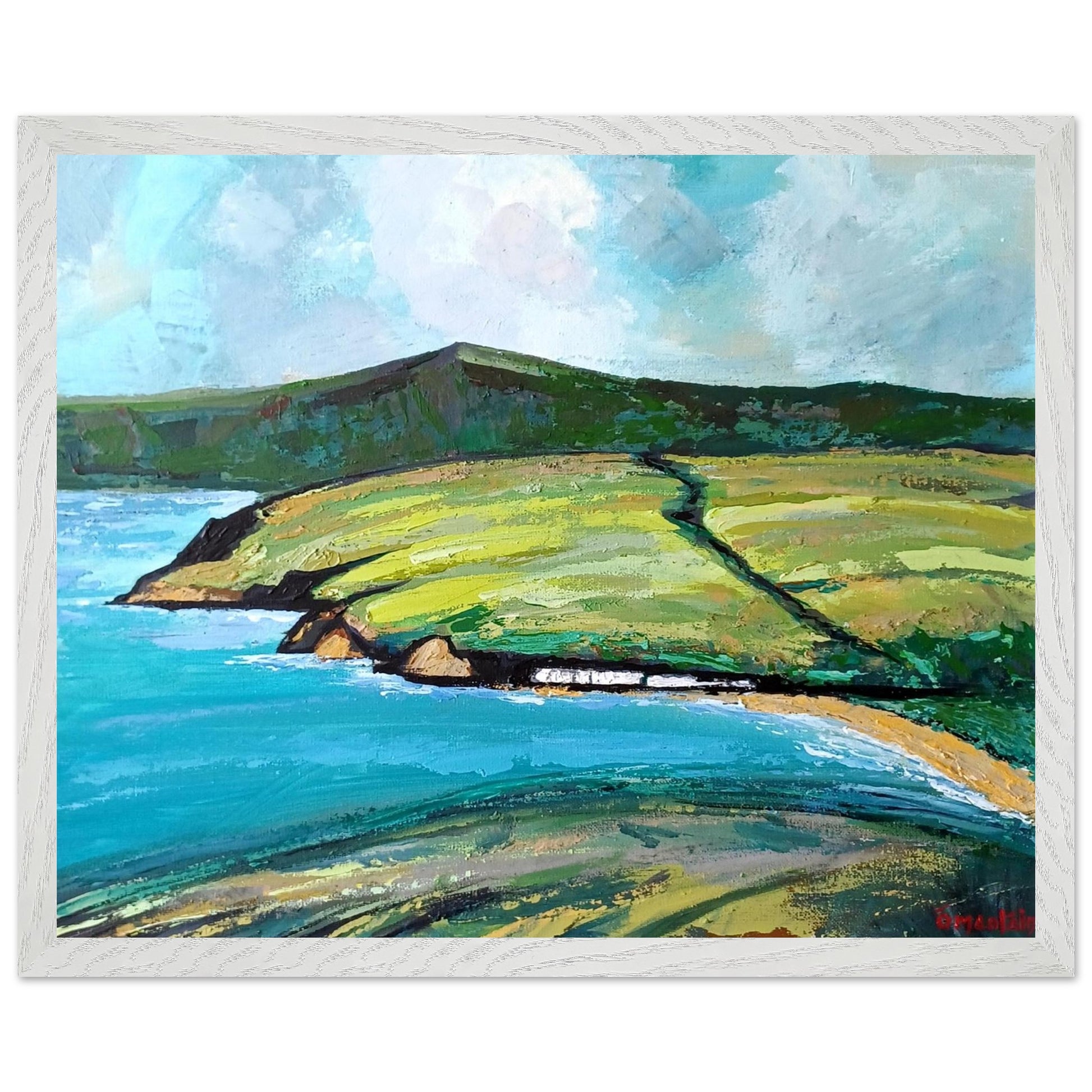Framed Cushendun Vista by Ó Maoláin Master’s Edition 250gsm Irish wall art white frame