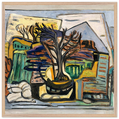 A Landscape with a Tree (1943) by Evie Hone – 70x70 cm framed Collector’s Edition in oak wood frame