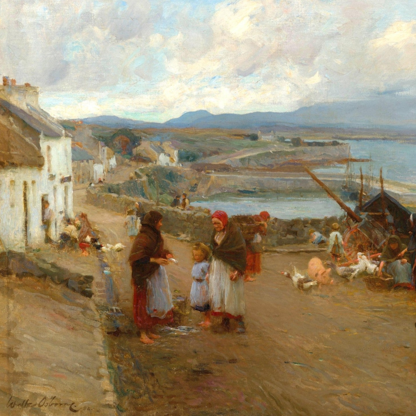 Life in Connemara, A Market Day by Walter Osborne, Irish Impressionist market scene Collector’s Edition art print