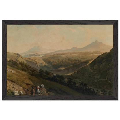 Little and Great Sugar Loaf by Henry Newton in black gallery frame, Irish landscape art print