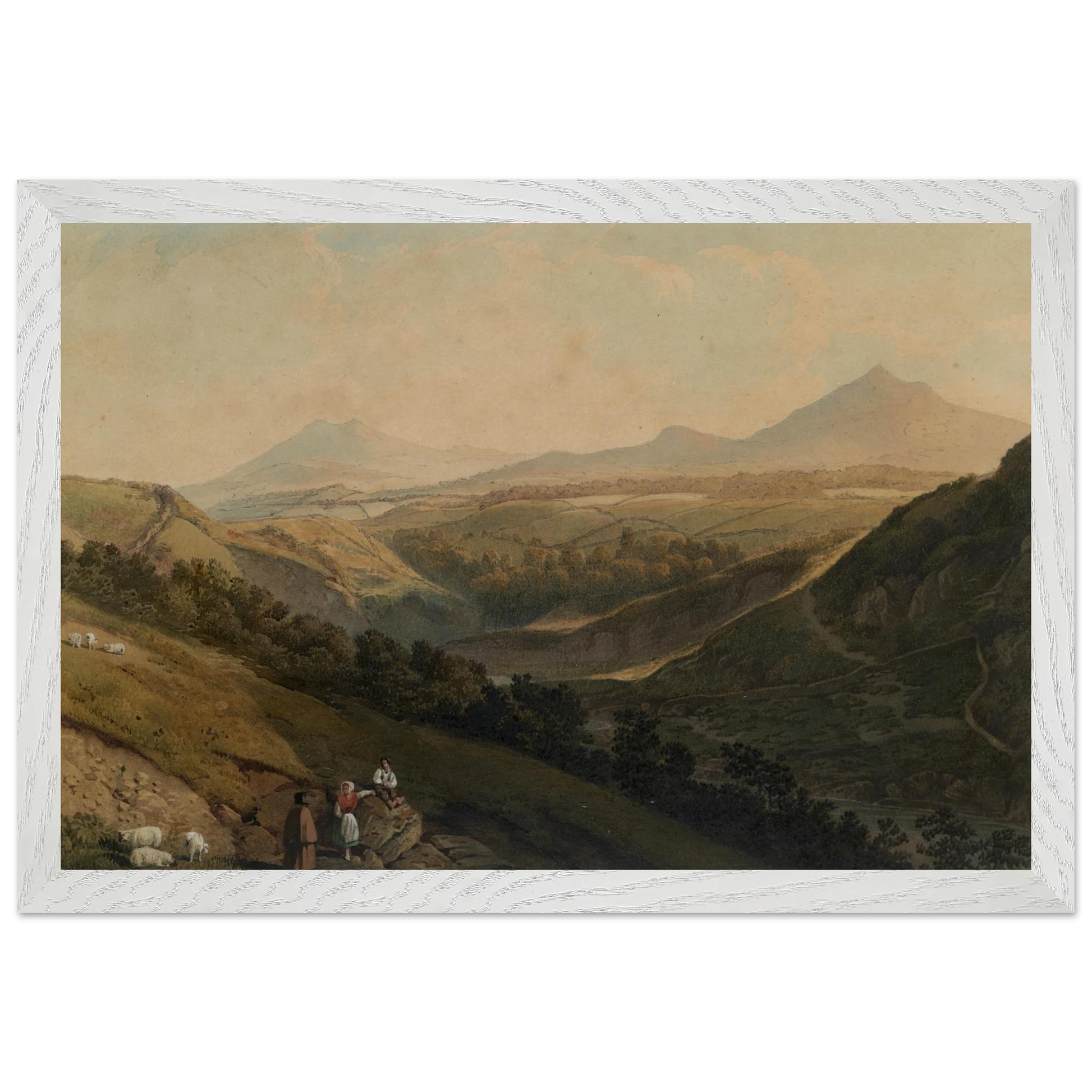 Little and Great Sugar Loaf by Henry Newton in white gallery frame, Irish landscape art print