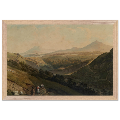 Little and Great Sugar Loaf by Henry Newton in natural wood gallery frame, Irish landscape art print
