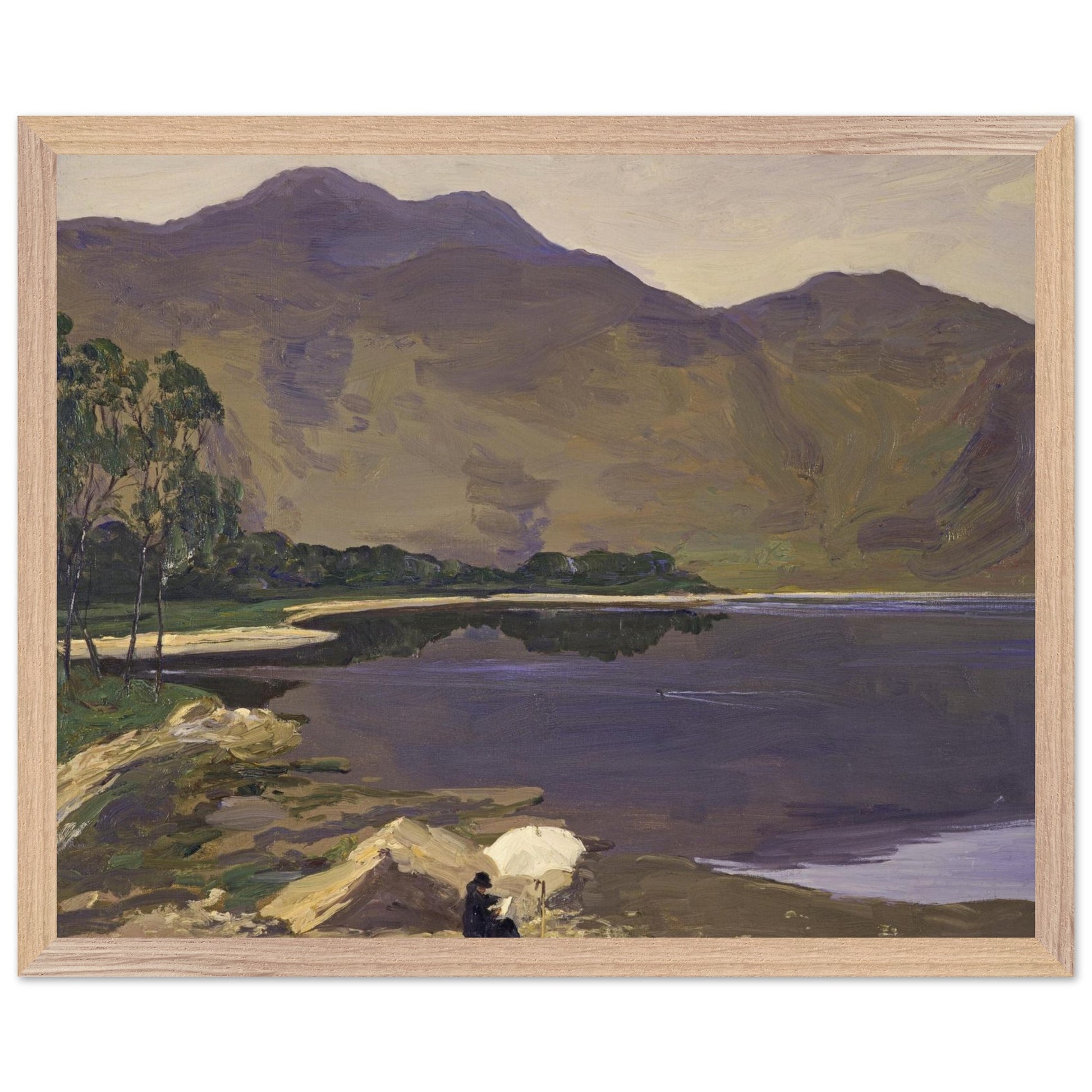 Loch Katrine Sir John Lavery Master’s Edition art print in natural oak frame