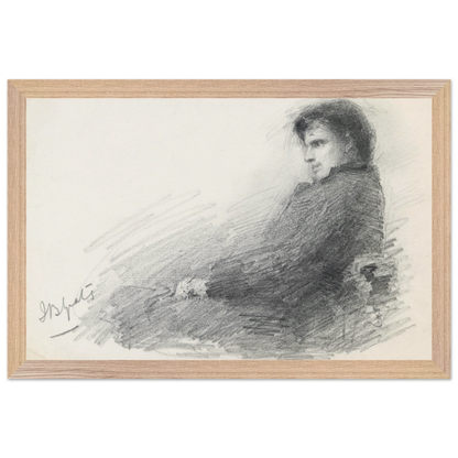 Framed Collector’s Edition portrait of young W.B. Yeats in wood frame