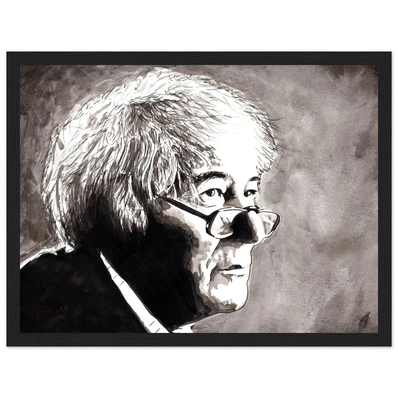Seamus Heaney Collector’s Edition framed portrait in black wood, Irish poet wall art