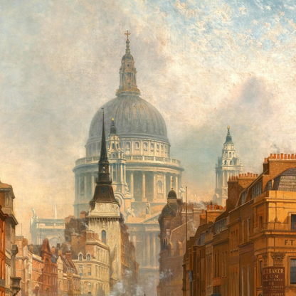 Cityscape of St. Paul’s Cathedral in London by Irish artist John O’Connor, showing the dome rising above 19th-century streets in soft atmospheric light