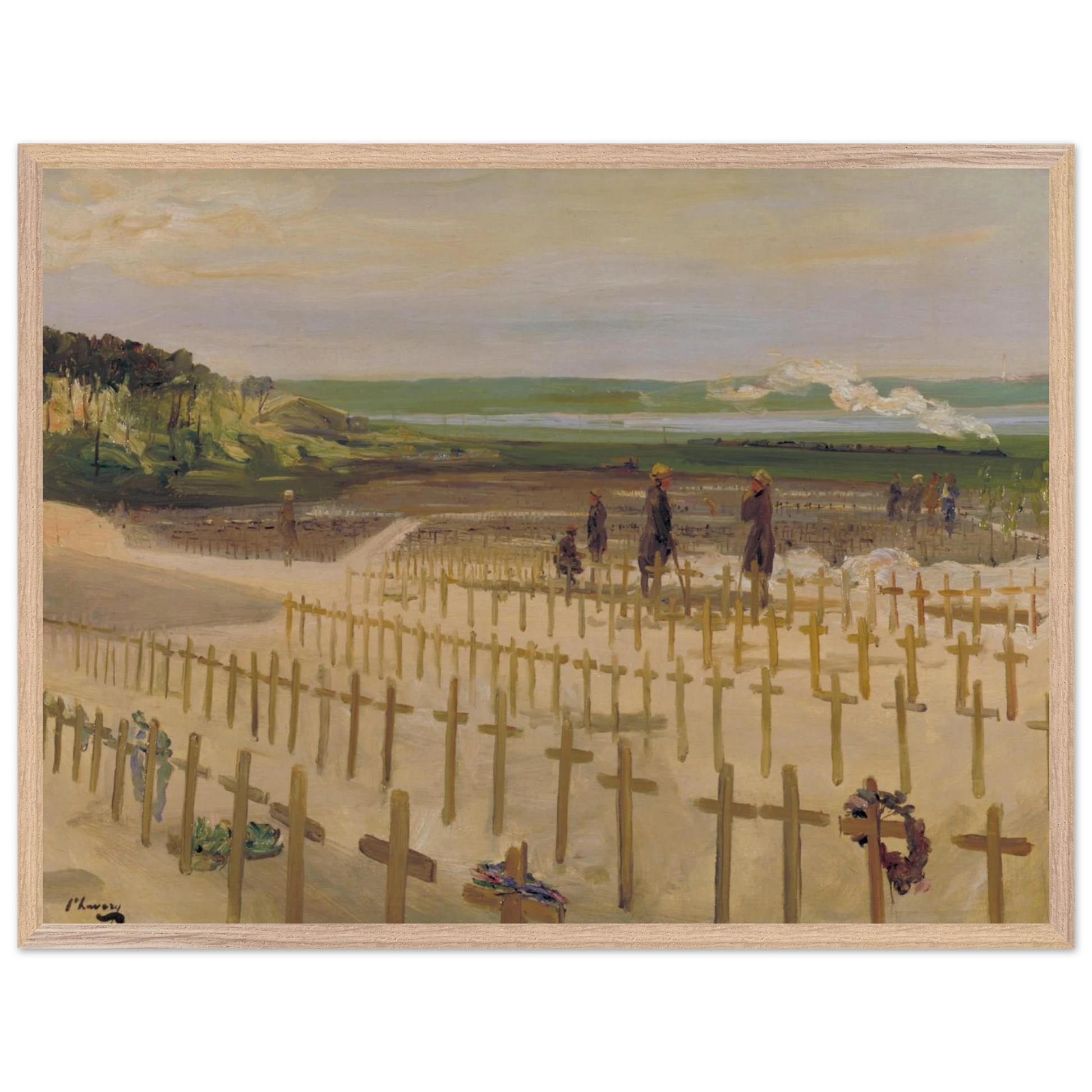 Collector’s Edition of The Cemetery, Étaples (1919) by Sir John Lavery displayed in a refined institutional office interior.