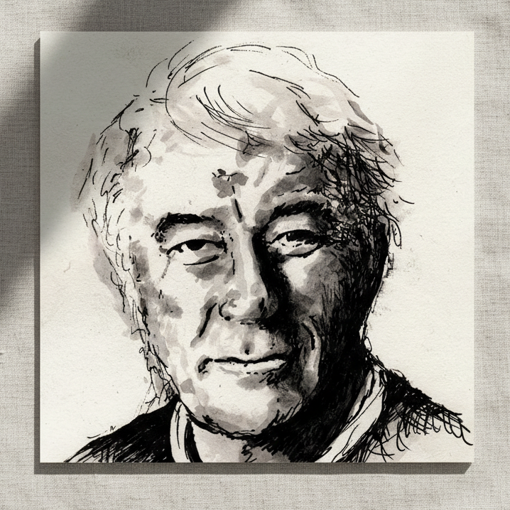 Seamus Heaney portrait The Squat Pen by Irish artist Ó Maoláin, unframed archival art print, pen and ink literary artwork