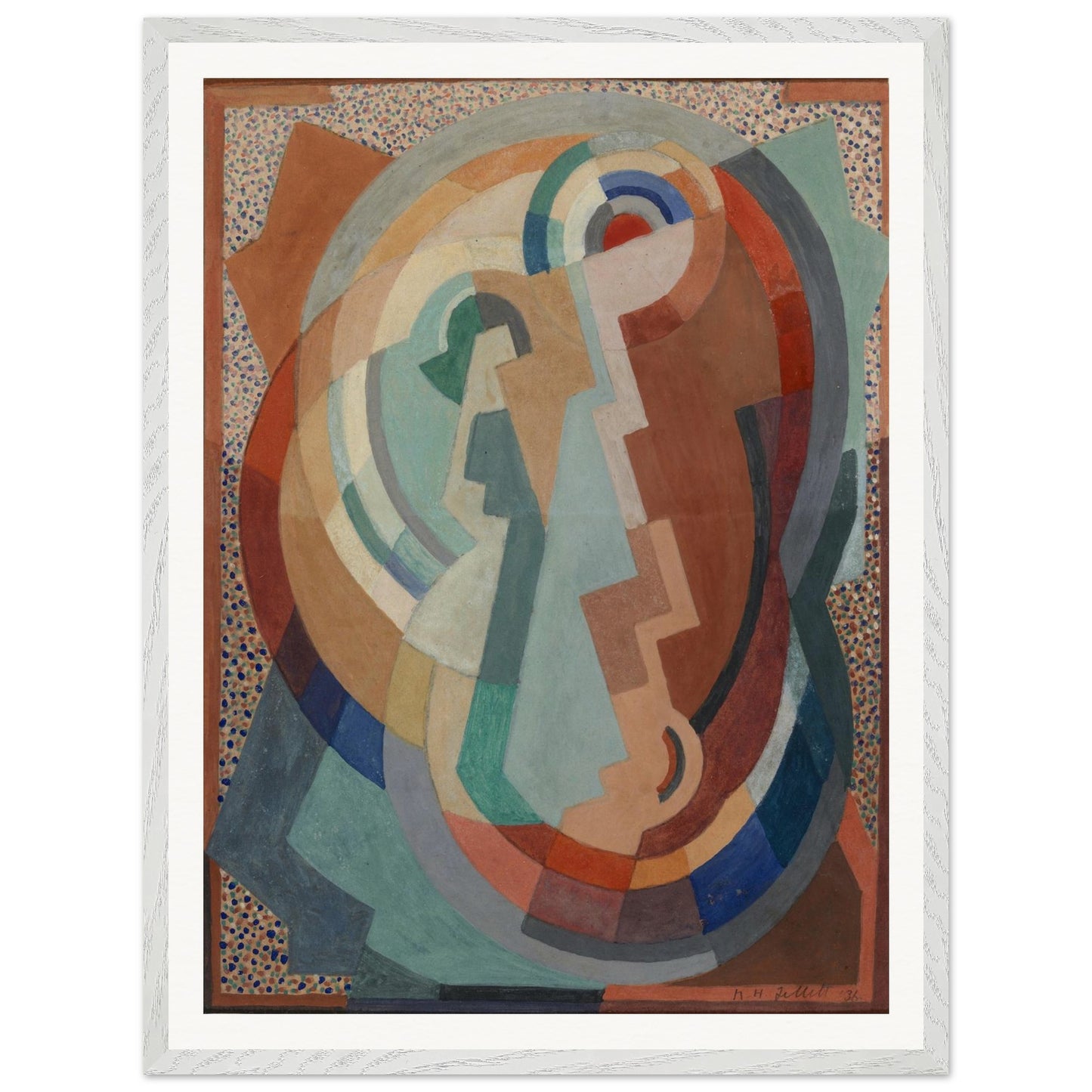 The Virgin and Child by Mainie Jellett – white framed Irish Modernist sacred art print