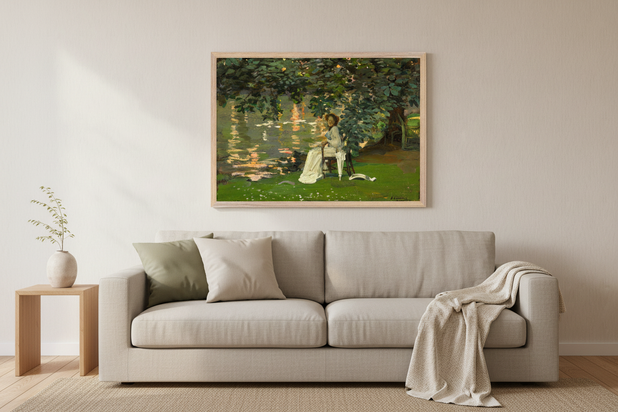 Under The Trees, Ranelagh John Lavery archival giclée print styled in modern interior