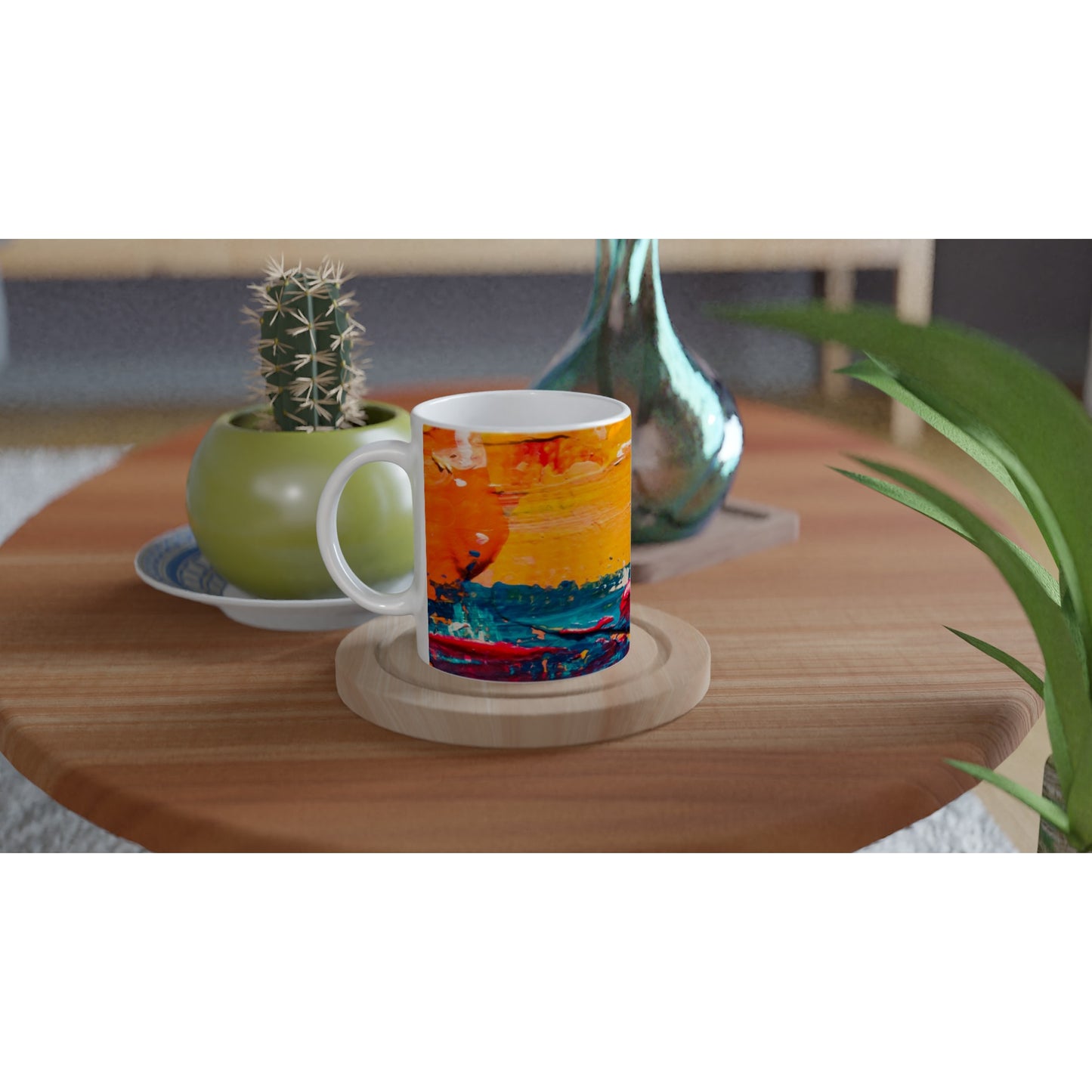 Lebhafte mehrfarbige abstrakte Tasse